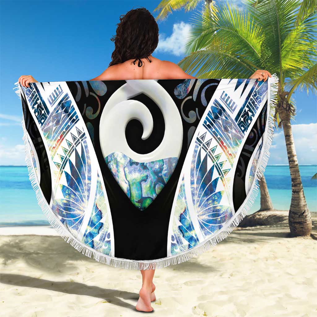 New Zealand Aotearoa Beach Blanket Pikorua Single Twist Green Paua Shell DT05 - Polynesian Pride