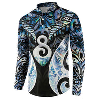 New Zealand Aotearoa Button Sweatshirt Pikorua Single Twist Green Paua Shell DT05 - Polynesian Pride
