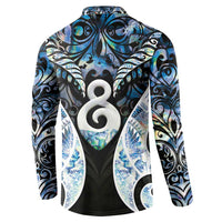 New Zealand Aotearoa Button Sweatshirt Pikorua Single Twist Green Paua Shell DT05 - Polynesian Pride