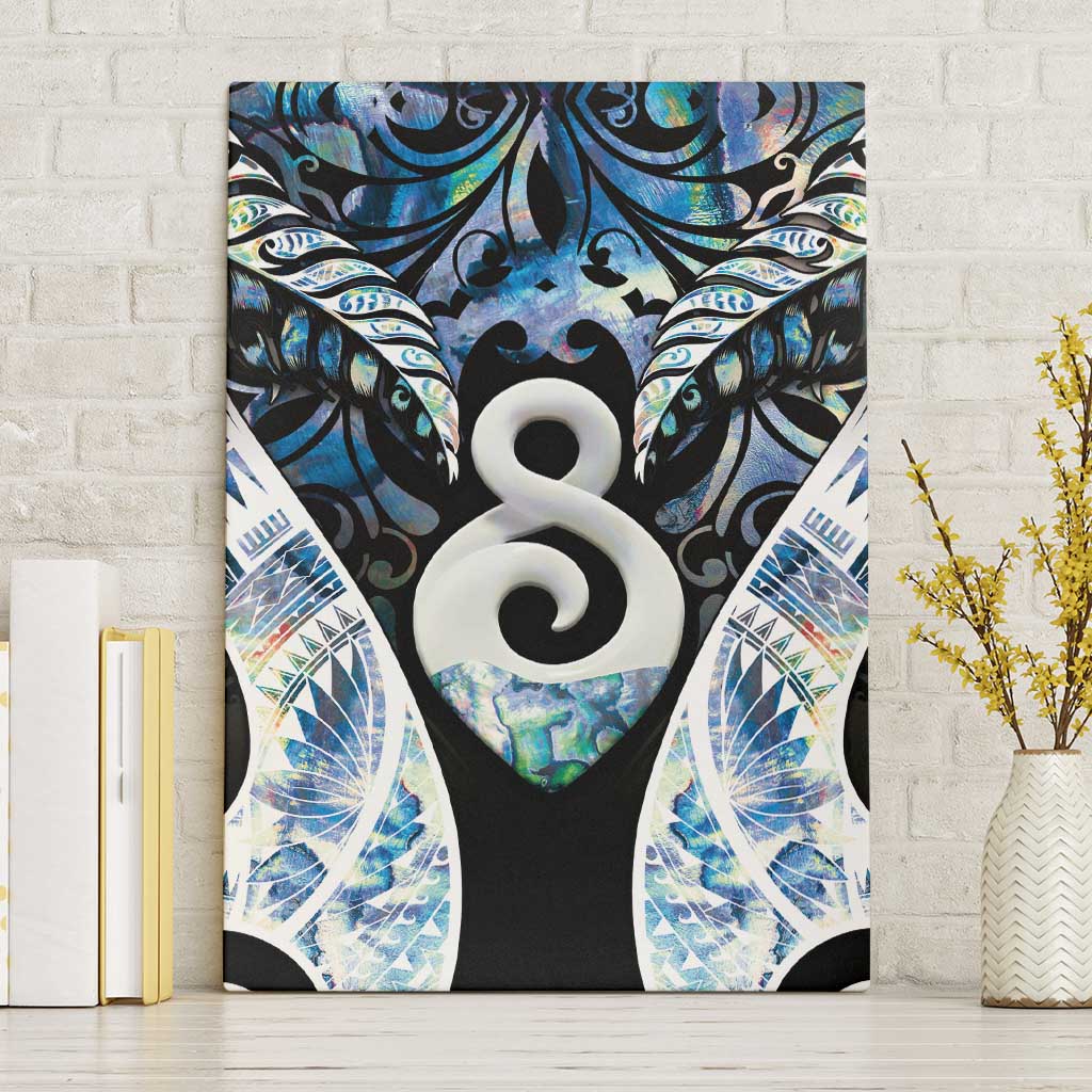 New Zealand Aotearoa Canvas Wall Art Pikorua Single Twist Green Paua Shell DT05 Without Frame Green - Polynesian Pride