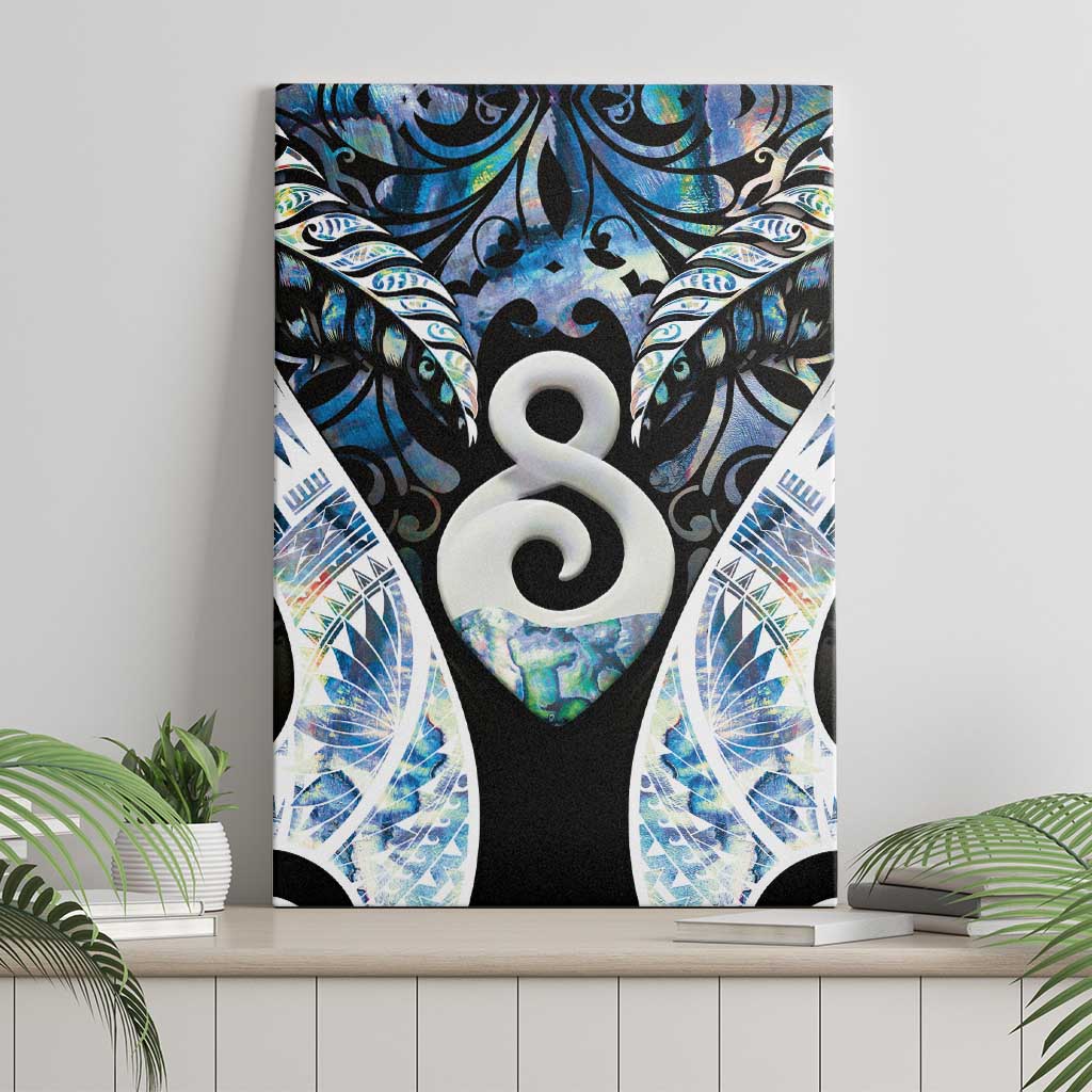 New Zealand Aotearoa Canvas Wall Art Pikorua Single Twist Green Paua Shell DT05 - Polynesian Pride