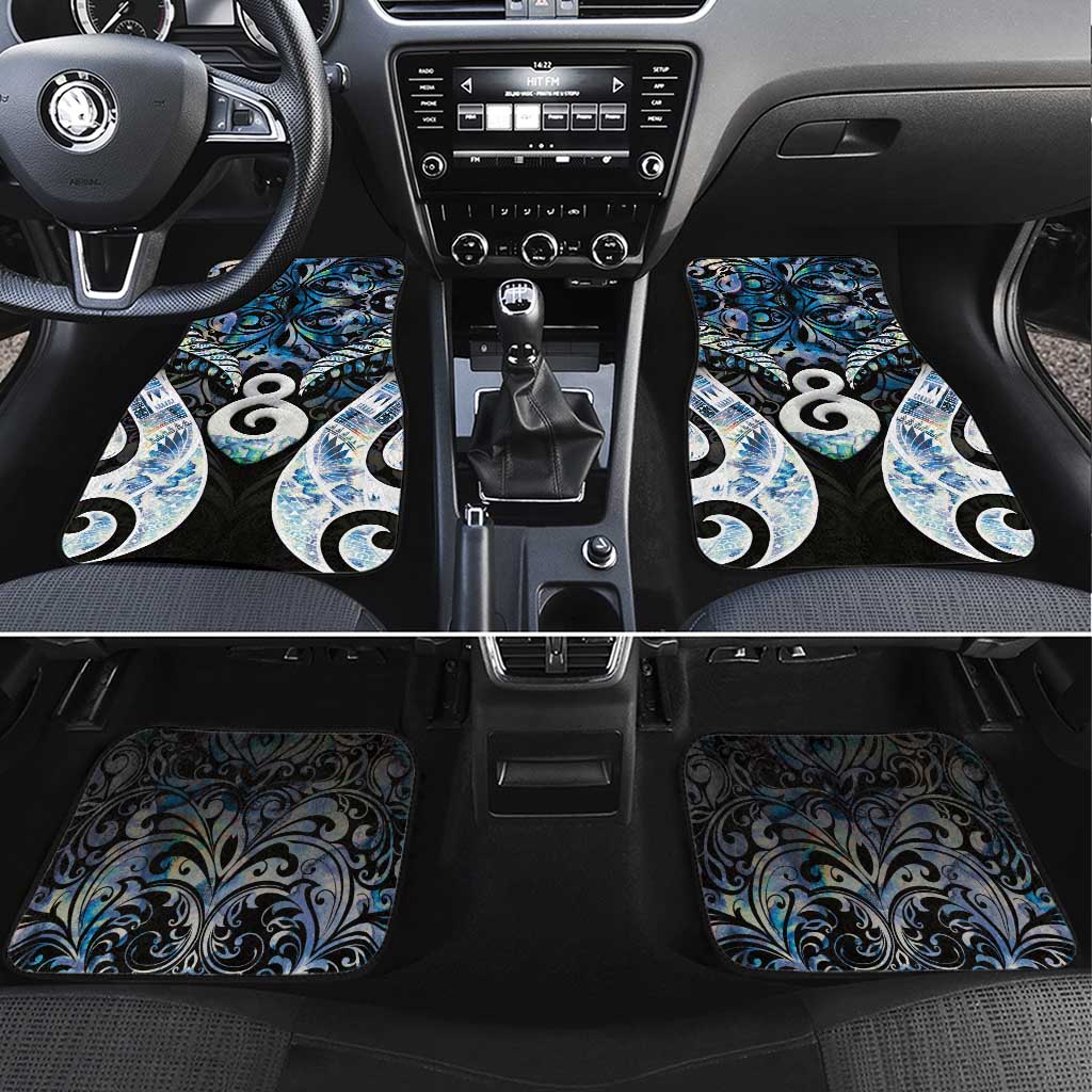 New Zealand Aotearoa Car Mats Pikorua Single Twist Green Paua Shell DT05 Set 4pcs Green - Polynesian Pride