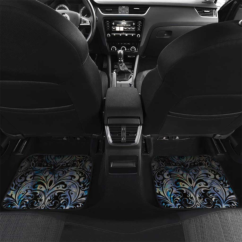 New Zealand Aotearoa Car Mats Pikorua Single Twist Green Paua Shell DT05 Set 2pcs - Back Green - Polynesian Pride
