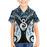 New Zealand Aotearoa Family Matching Long Sleeve Bodycon Dress and Hawaiian Shirt Pikorua Single Twist Green Paua Shell