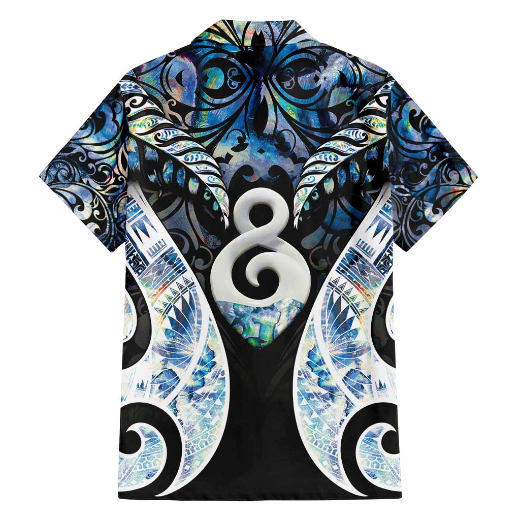 New Zealand Aotearoa Family Matching Puletasi and Hawaiian Shirt Pikorua Single Twist Green Paua Shell