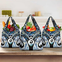 New Zealand Aotearoa Grocery Bag Pikorua Single Twist Green Paua Shell DT05 3-pack One Size Green - Polynesian Pride