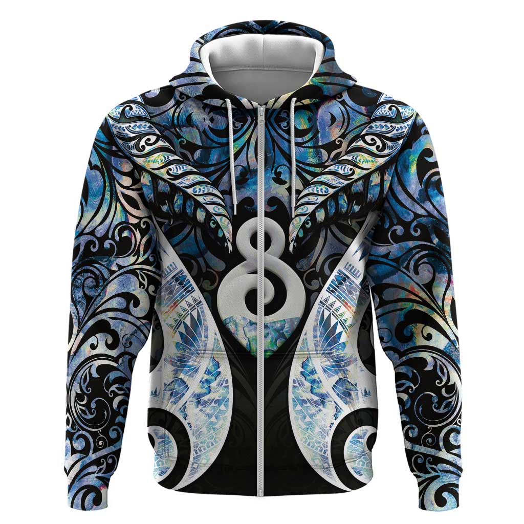 New Zealand Aotearoa Hoodie Pikorua Single Twist Green Paua Shell
