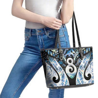 New Zealand Aotearoa Leather Tote Bag Pikorua Single Twist Green Paua Shell