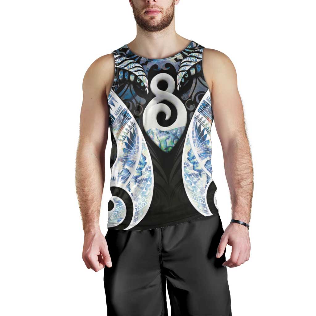 New Zealand Aotearoa Men Tank Top Pikorua Single Twist Green Paua Shell DT05 - Polynesian Pride