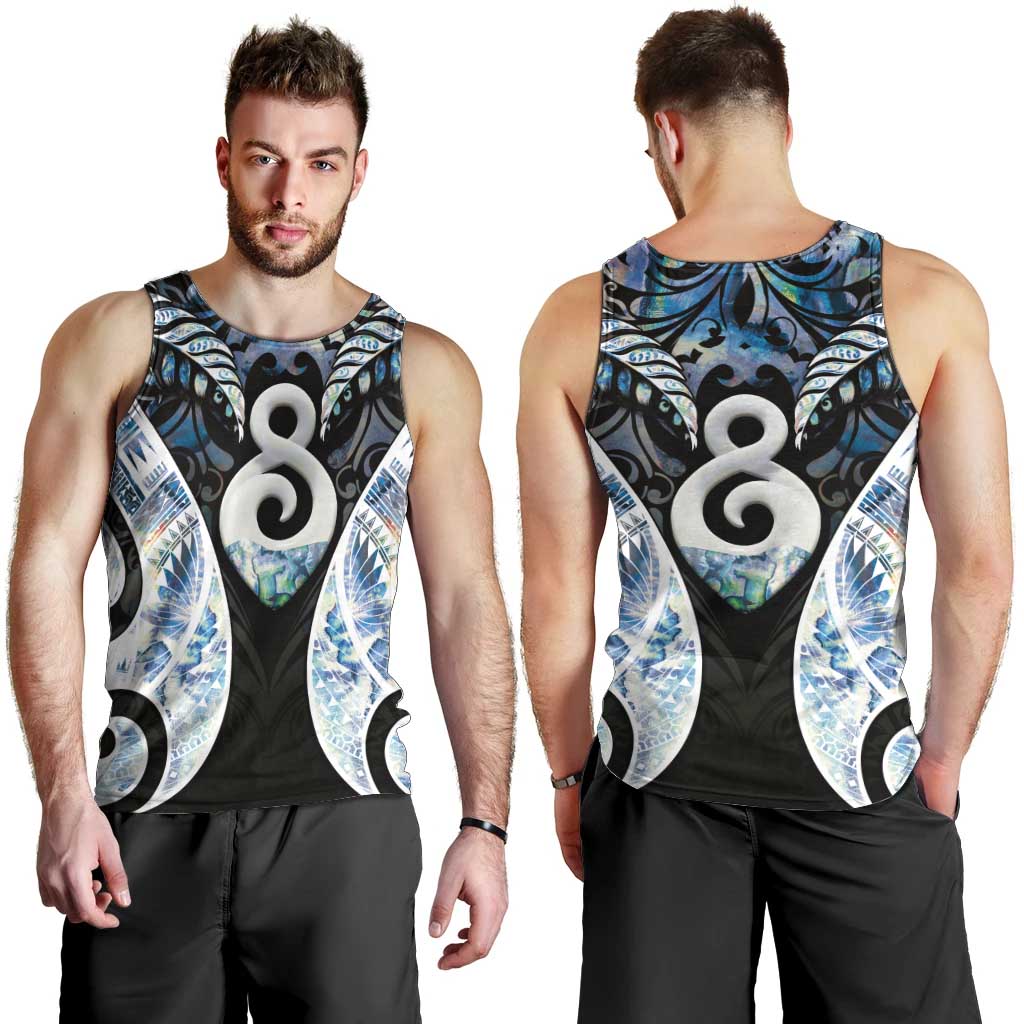 New Zealand Aotearoa Men Tank Top Pikorua Single Twist Green Paua Shell DT05 - Polynesian Pride