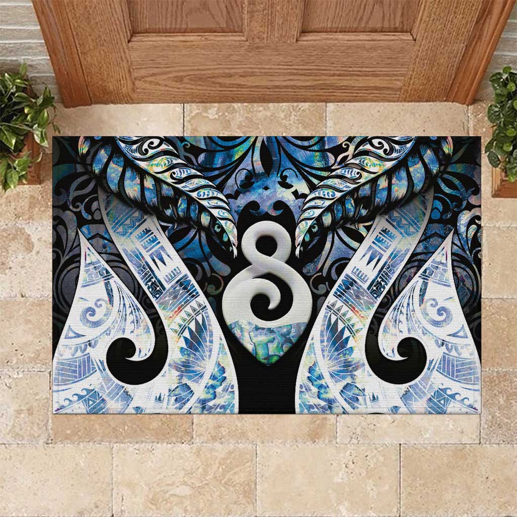 New Zealand Aotearoa Rubber Doormat Pikorua Single Twist Green Paua Shell DT05 Green - Polynesian Pride