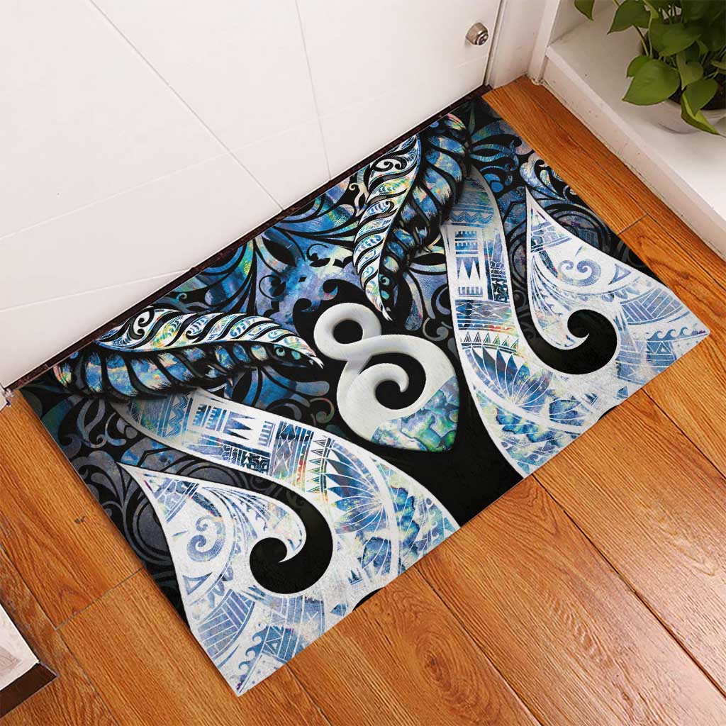 New Zealand Aotearoa Rubber Doormat Pikorua Single Twist Green Paua Shell DT05 - Polynesian Pride