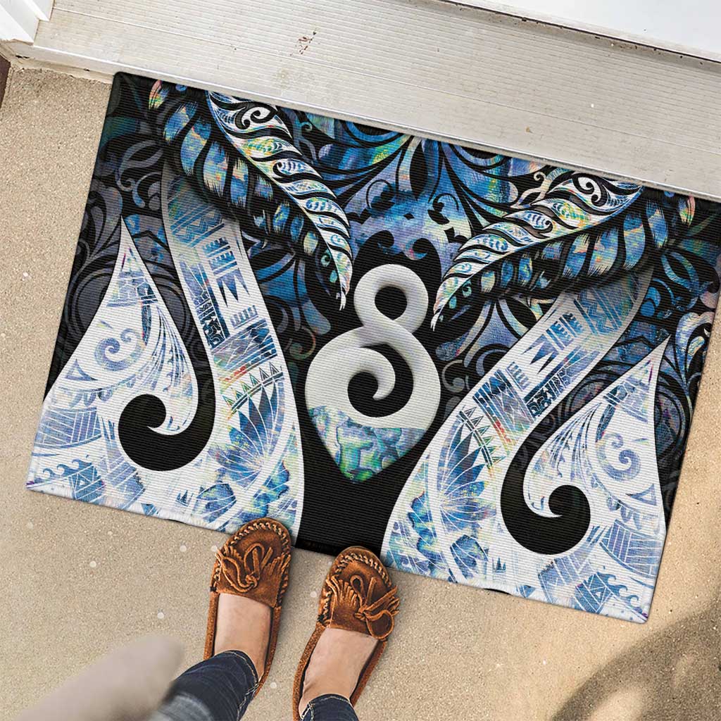 New Zealand Aotearoa Rubber Doormat Pikorua Single Twist Green Paua Shell DT05 - Polynesian Pride