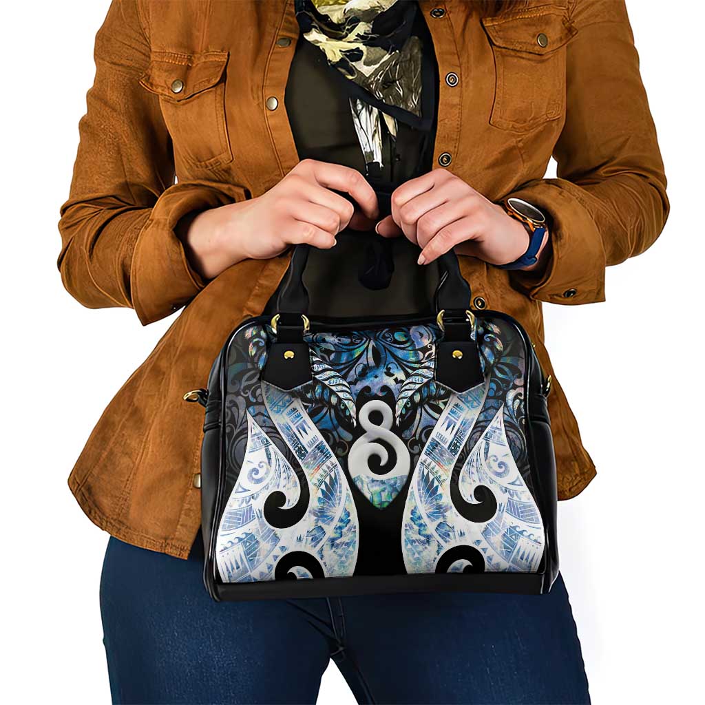 New Zealand Aotearoa Shoulder Handbag Pikorua Single Twist Green Paua Shell