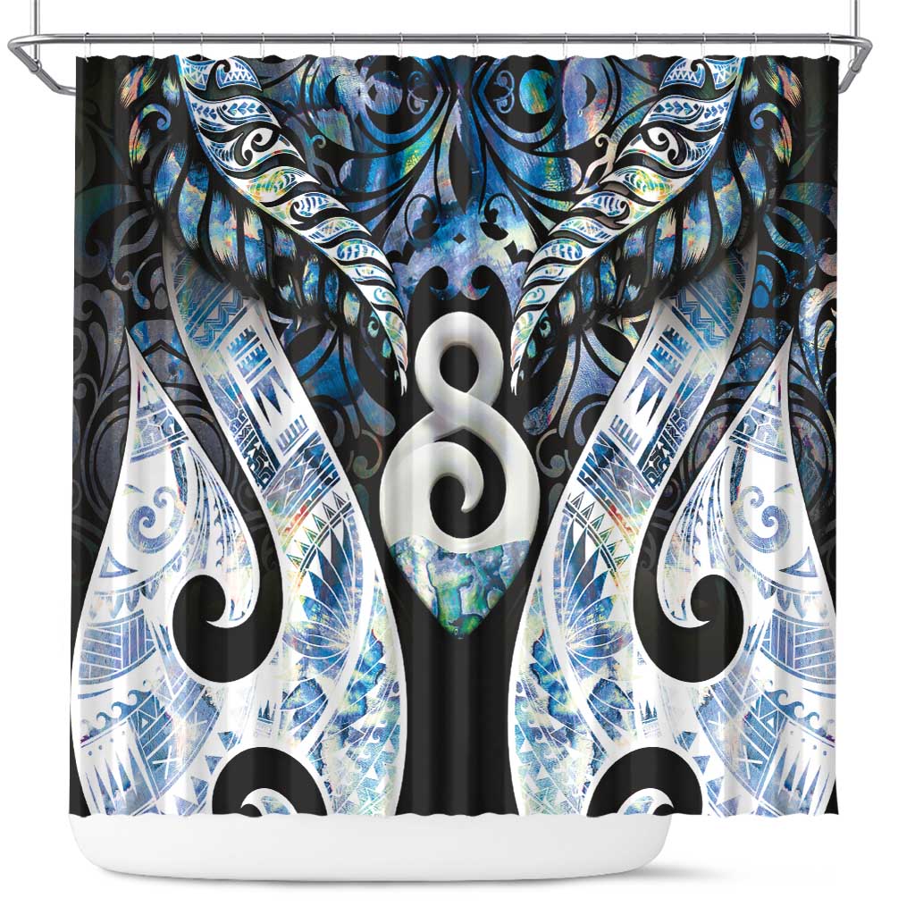 New Zealand Aotearoa Shower Curtain Pikorua Single Twist Green Paua Shell