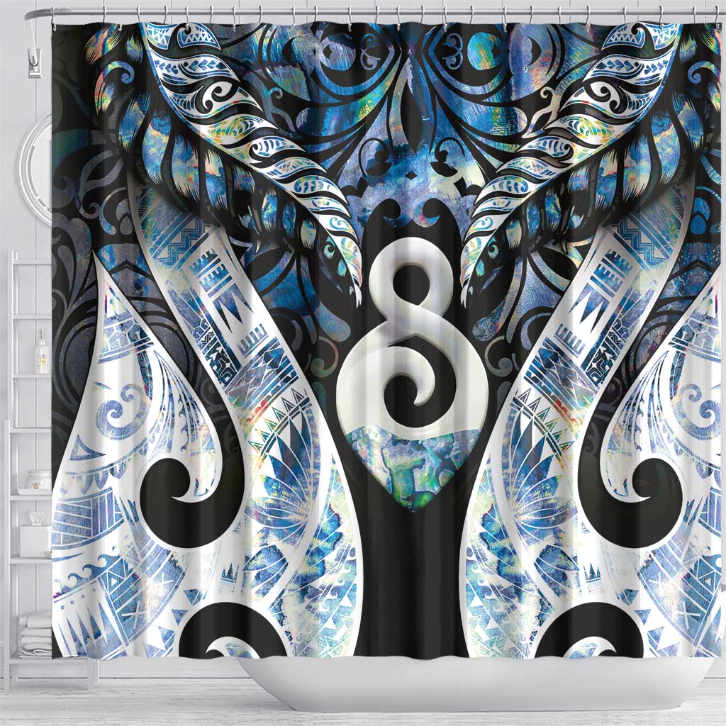 New Zealand Aotearoa Shower Curtain Pikorua Single Twist Green Paua Shell