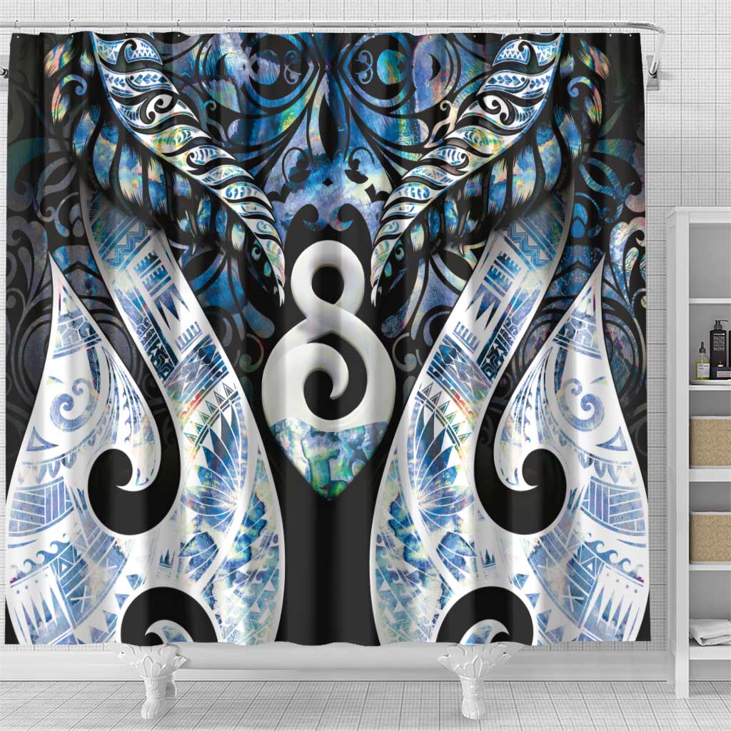 New Zealand Aotearoa Shower Curtain Pikorua Single Twist Green Paua Shell