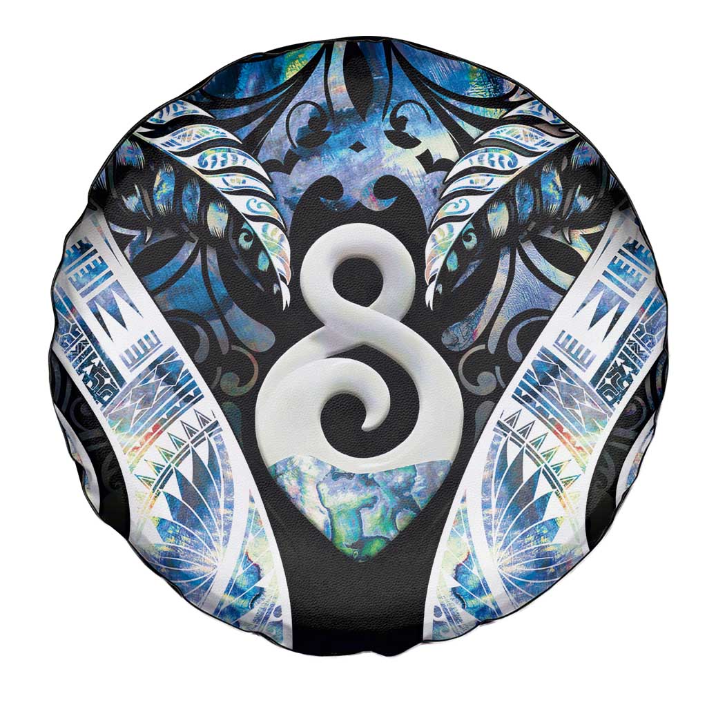 New Zealand Aotearoa Spare Tire Cover Pikorua Single Twist Green Paua Shell