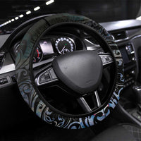 New Zealand Aotearoa Steering Wheel Cover Pikorua Single Twist Green Paua Shell DT05 Universal Fit Green - Polynesian Pride