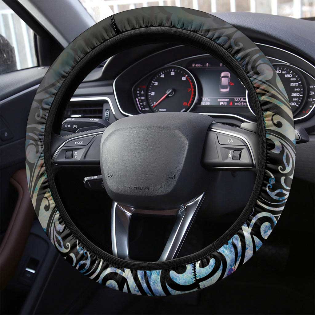 New Zealand Aotearoa Steering Wheel Cover Pikorua Single Twist Green Paua Shell DT05 - Polynesian Pride