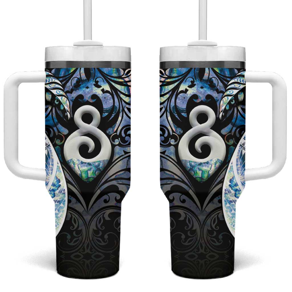 New Zealand Aotearoa Tumbler With Handle Pikorua Single Twist Green Paua Shell