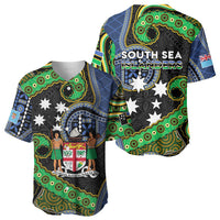 South Sea Islanders And Fiji Baseball Jersey Fijian Coat Of Arms And Southern Cross DT05 - Polynesian Pride