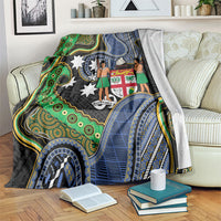 South Sea Islanders And Fiji Blanket Fijian Coat Of Arms And Southern Cross DT05 Black - Polynesian Pride