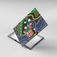 South Sea Islanders And Fiji Canvas Wall Art Fijian Coat Of Arms And Southern Cross DT05 With Frame Black - Polynesian Pride