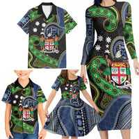 South Sea Islanders And Fiji Family Matching Long Sleeve Bodycon Dress and Hawaiian Shirt Fijian Coat Of Arms And Southern Cross DT05 - Polynesian Pride