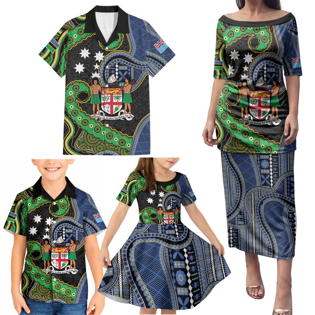 South Sea Islanders And Fiji Family Matching Puletasi and Hawaiian Shirt Fijian Coat Of Arms And Southern Cross DT05 - Polynesian Pride