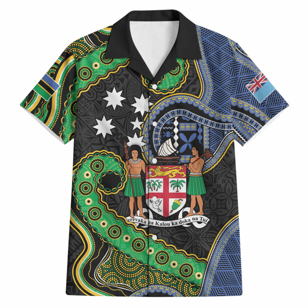 South Sea Islanders And Fiji Hawaiian Shirt Fijian Coat Of Arms And Southern Cross DT05 Black - Polynesian Pride