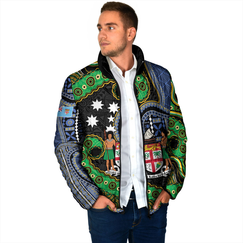 South Sea Islanders And Fiji Padded Jacket Fijian Coat Of Arms And Southern Cross DT05 - Polynesian Pride