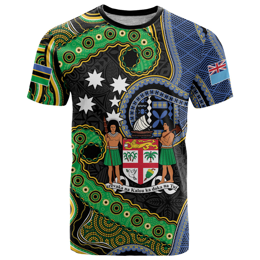 South Sea Islanders And Fiji T Shirt Fijian Coat Of Arms And Southern Cross DT05 Black - Polynesian Pride