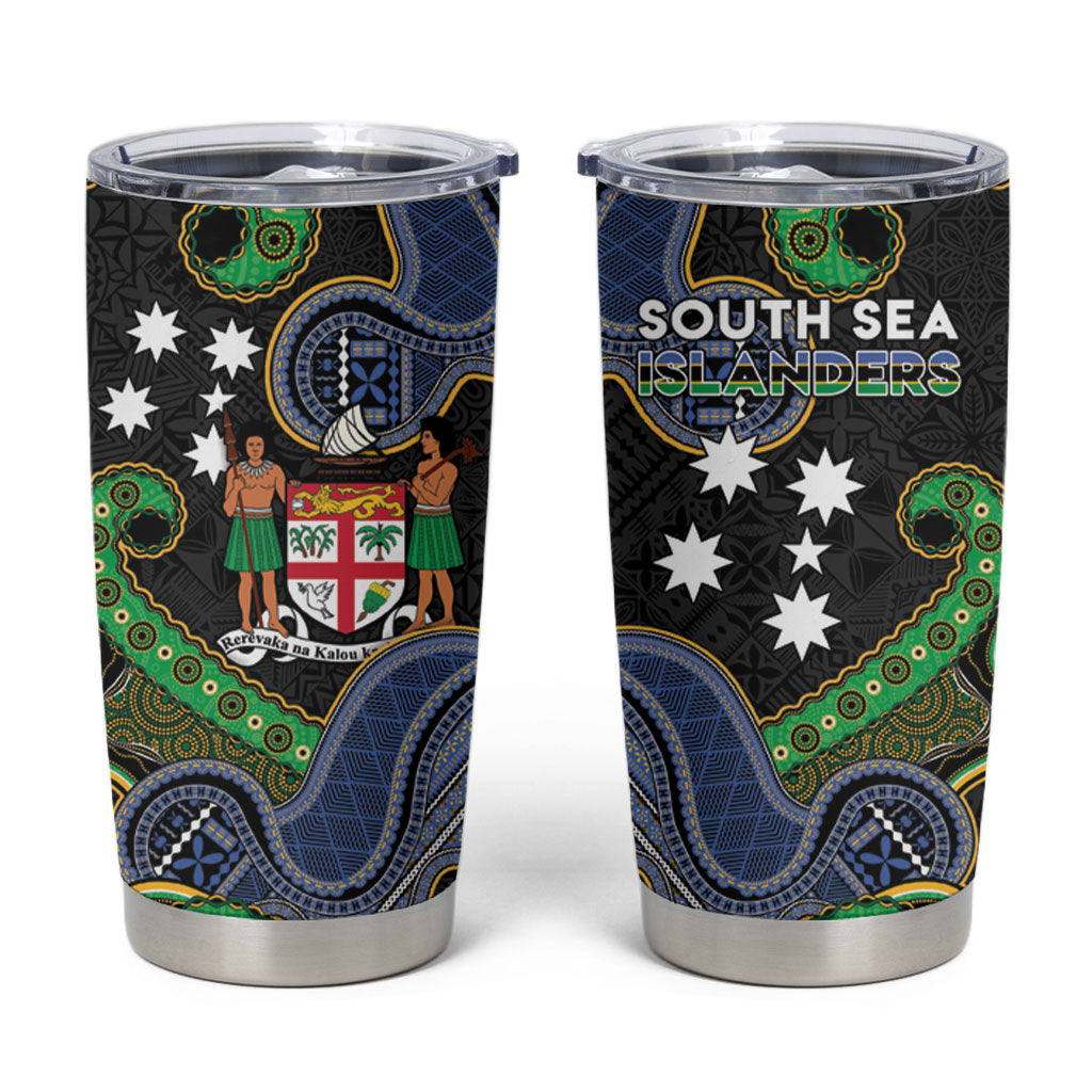 South Sea Islanders And Fiji Tumbler Cup Fijian Coat Of Arms And Southern Cross DT05 Black - Polynesian Pride