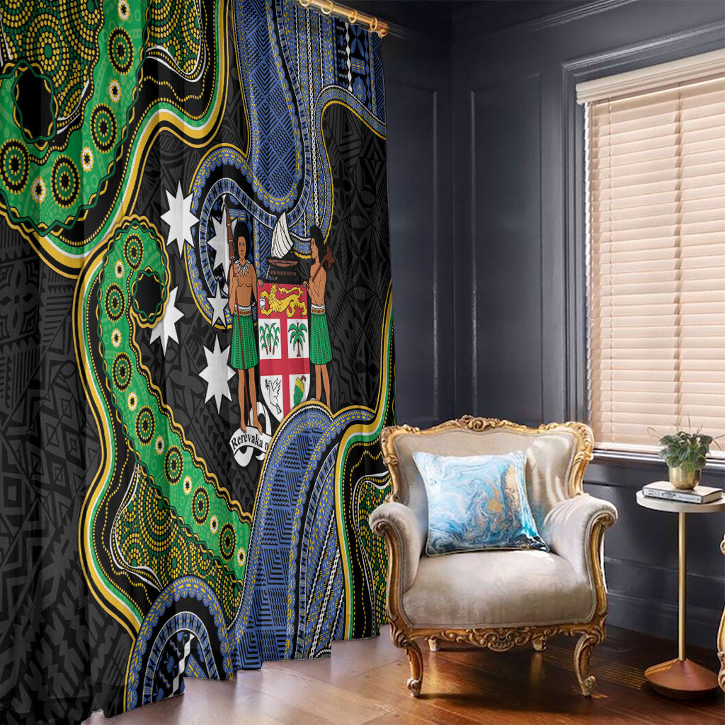 South Sea Islanders And Fiji Window Curtain Fijian Coat Of Arms And Southern Cross DT05 - Polynesian Pride