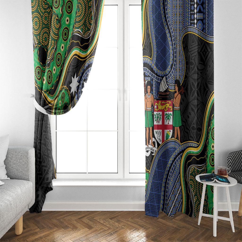 South Sea Islanders And Fiji Window Curtain Fijian Coat Of Arms And Southern Cross DT05 - Polynesian Pride