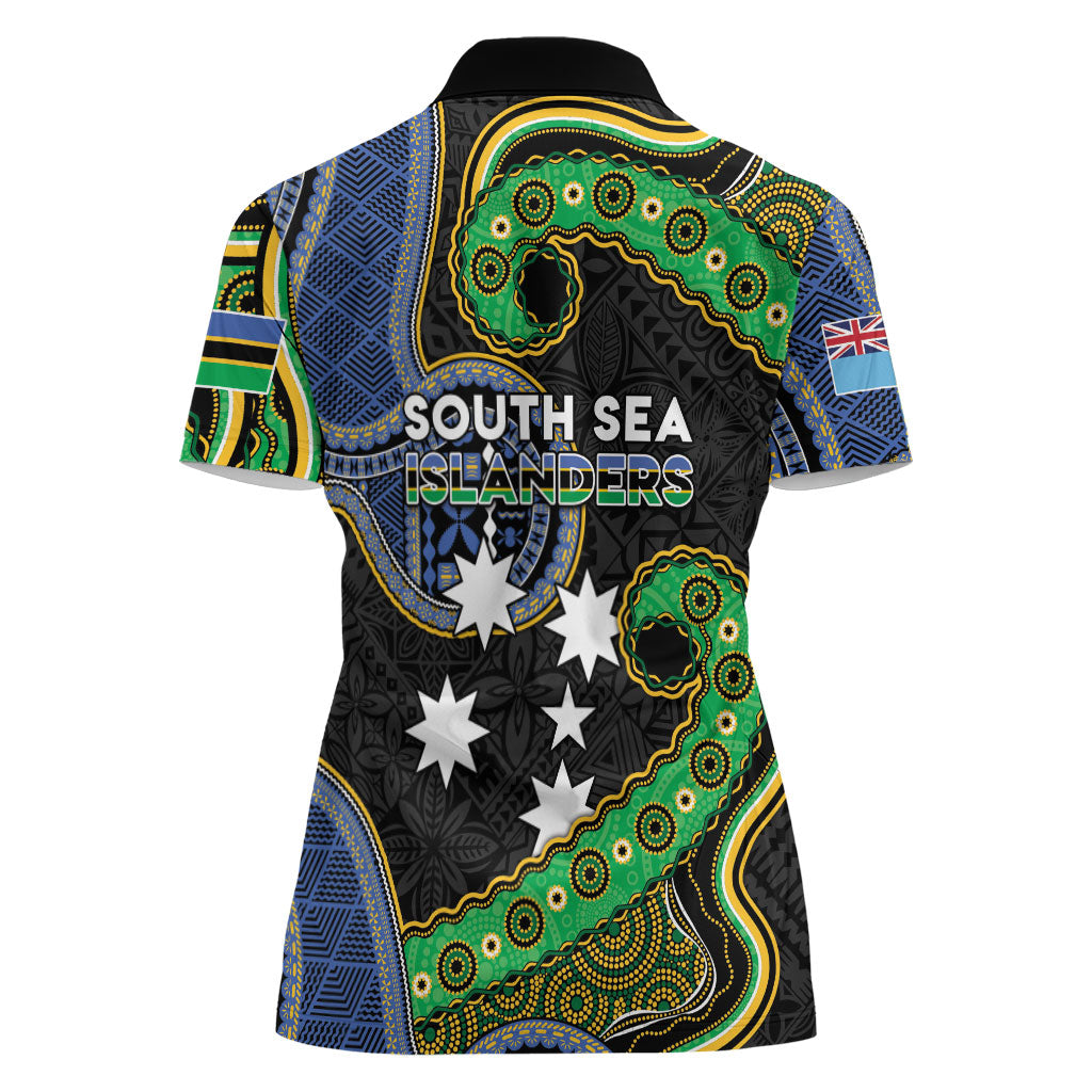 South Sea Islanders And Fiji Women Polo Shirt Fijian Coat Of Arms And Southern Cross DT05 - Polynesian Pride