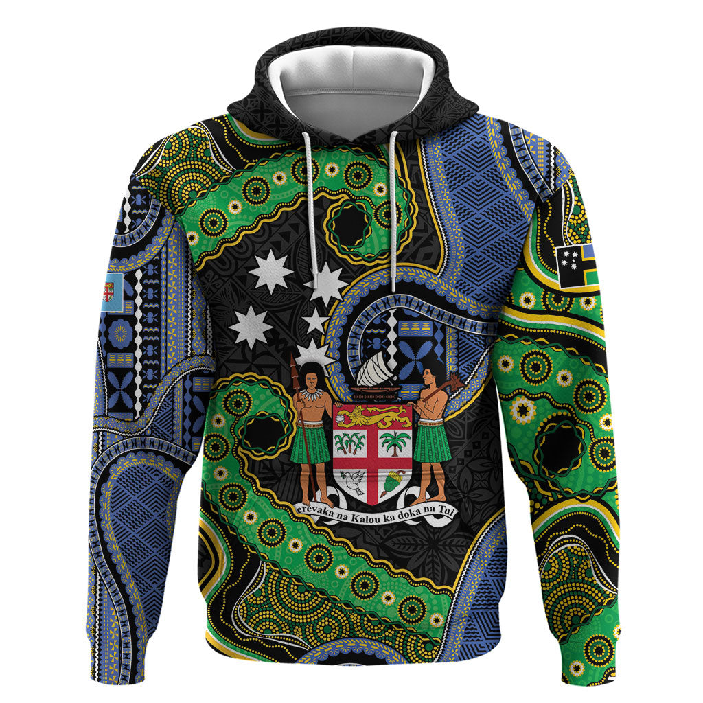 South Sea Islanders And Fiji Zip Hoodie Fijian Coat Of Arms And Southern Cross DT05 Pullover Hoodie Black - Polynesian Pride