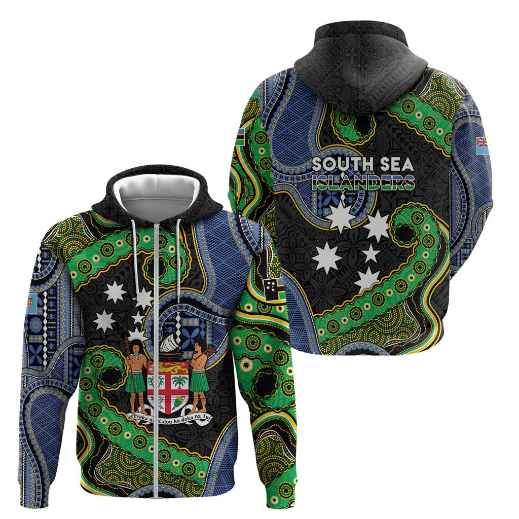 South Sea Islanders And Fiji Zip Hoodie Fijian Coat Of Arms And Southern Cross DT05 - Polynesian Pride