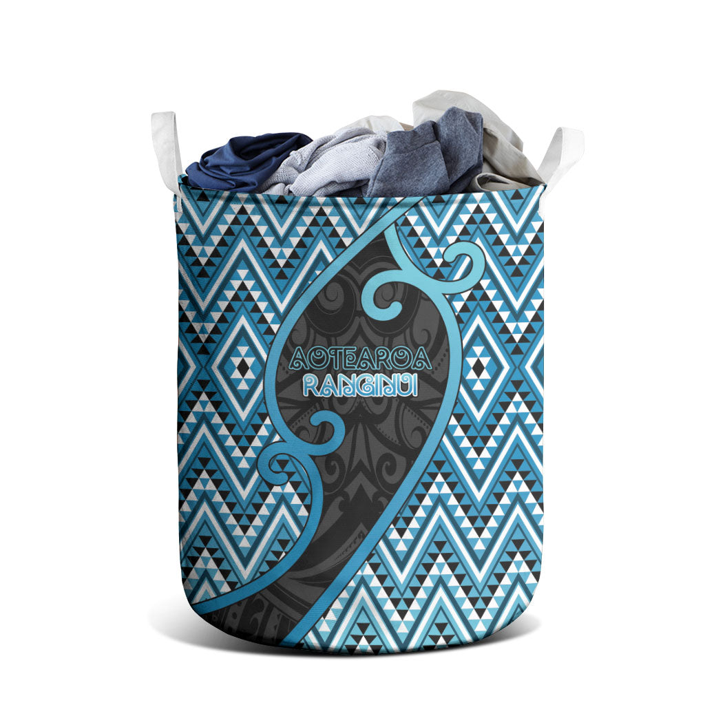 Aotearoa Atua Ranginui Laundry Basket Maori Sky Father Koru Patterns