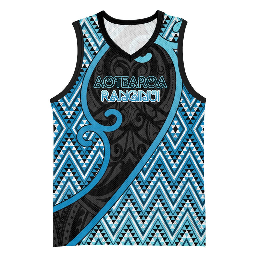 Custom Aotearoa Atua Ranginui Basketball Jersey Maori Sky Father Koru Patterns DT05 Unisex Blue - Polynesian Pride