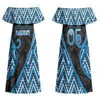 Custom Aotearoa Atua Ranginui Couples Matching Off Shoulder Maxi Dress and Long Sleeve Button Shirt Maori Sky Father Koru Patterns