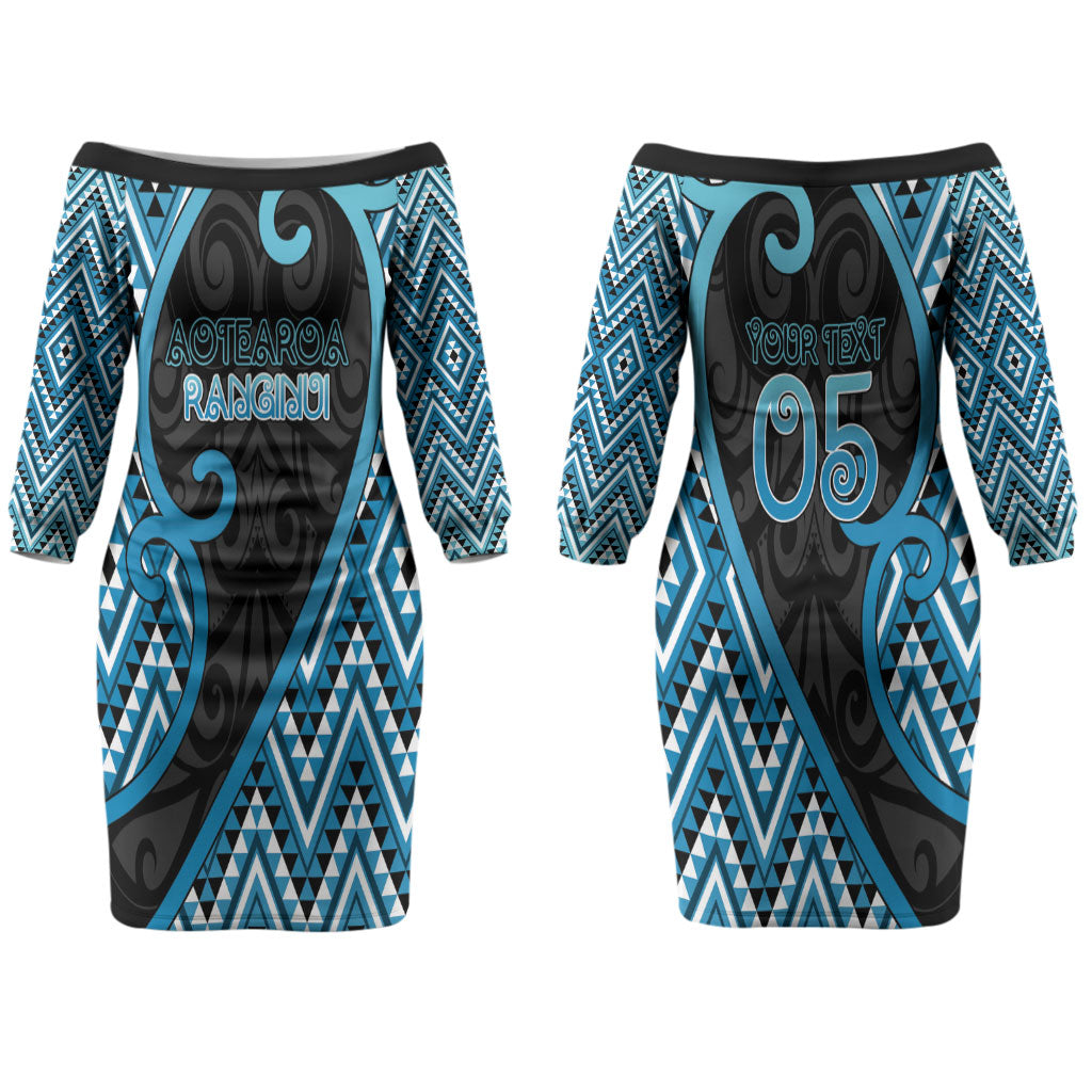 Custom Aotearoa Atua Ranginui Couples Matching Off The Shoulder Long Sleeve Dress and Long Sleeve Button Shirt Maori Sky Father Koru Patterns
