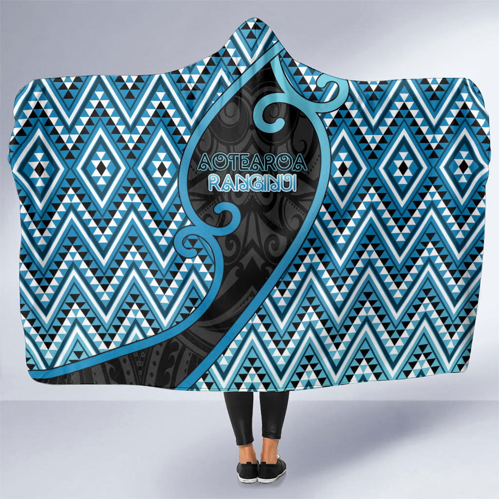 Aotearoa Atua Ranginui Hooded Blanket Maori Sky Father Koru Patterns