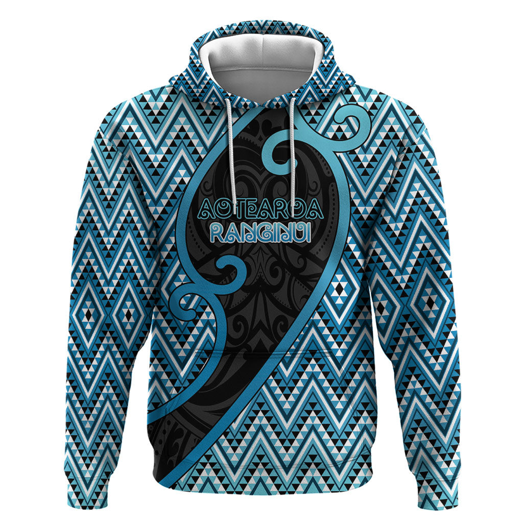 Custom Aotearoa Atua Ranginui Hoodie Maori Sky Father Koru Patterns DT05 Pullover Hoodie Blue - Polynesian Pride