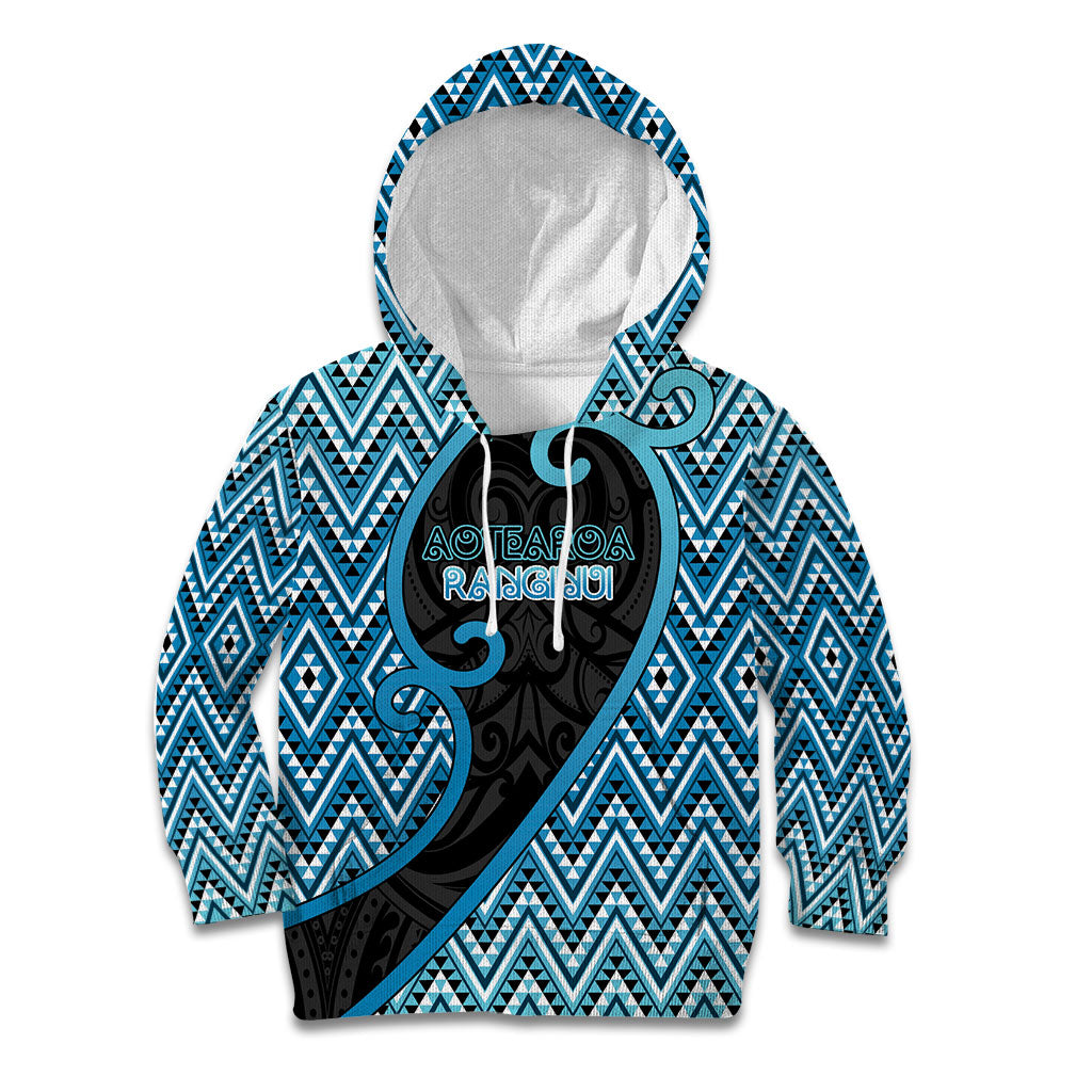 Custom Aotearoa Atua Ranginui Kid Hoodie Maori Sky Father Koru Patterns DT05 Hoodie Blue - Polynesian Pride