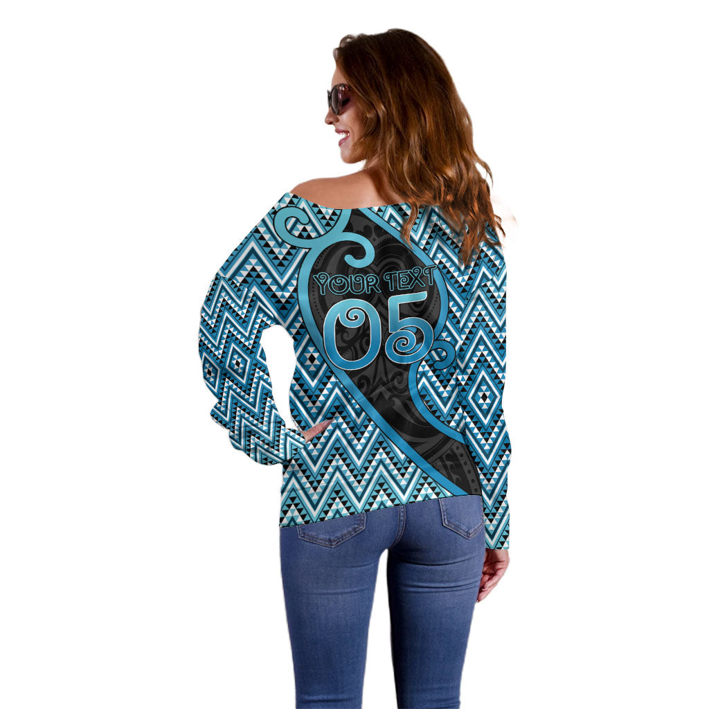 Custom Aotearoa Atua Ranginui Off Shoulder Sweater Maori Sky Father Koru Patterns