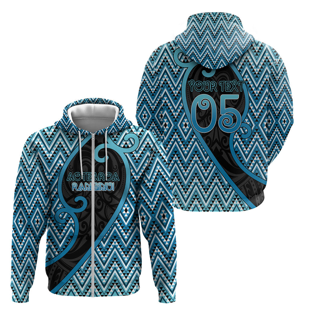 Custom Aotearoa Atua Ranginui Zip Hoodie Maori Sky Father Koru Patterns