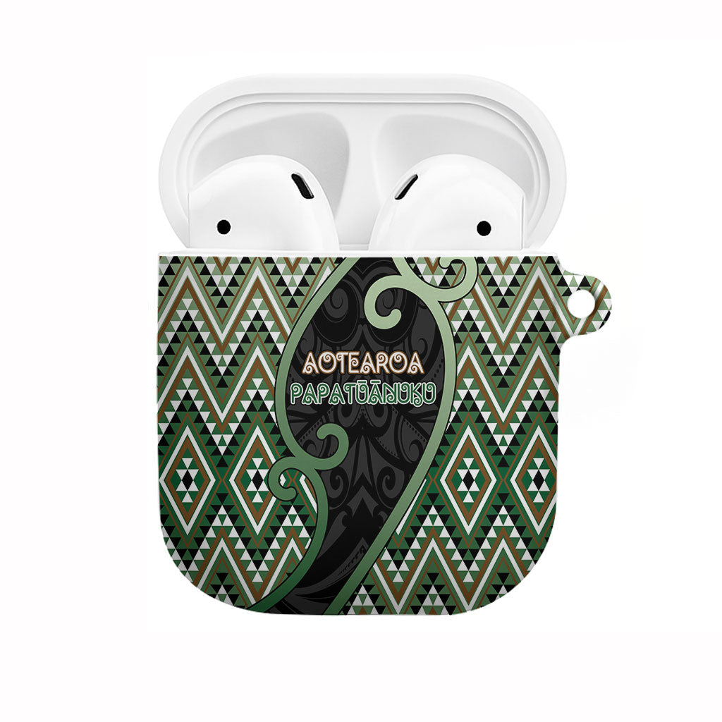 Aotearoa Atua Papatuanuku AirPods Case Earth Mother Father Koru Patterns DT05 Green - Polynesian Pride