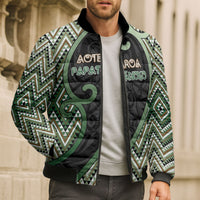 Custom Aotearoa Atua Papatuanuku Bomber Puffer Jacket Earth Mother Father Koru Patterns